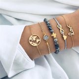 NEWBUY 23 Style Mix Turtle Heart Pearl Wave LOVE Crystal Marble Charm Bracelets for Women Boho Tassel Bracelet Femme Bijoux