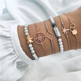 NEWBUY 23 Style Mix Turtle Heart Pearl Wave LOVE Crystal Marble Charm Bracelets for Women Boho Tassel Bracelet Femme Bijoux